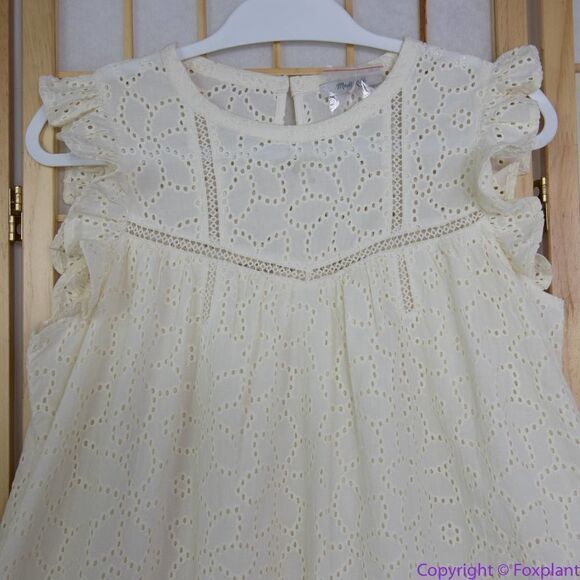 NEW Madewell Off White Eyelet Ruffle-Sleeve Mini Dress, L - Picture 4 of 16